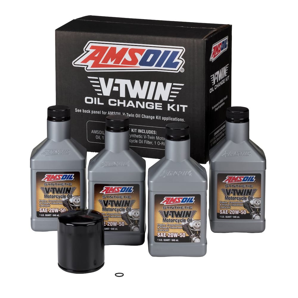 20W-50 Synthetic V-Twin Oil Change Kit - 4 Quarts with Black Filter