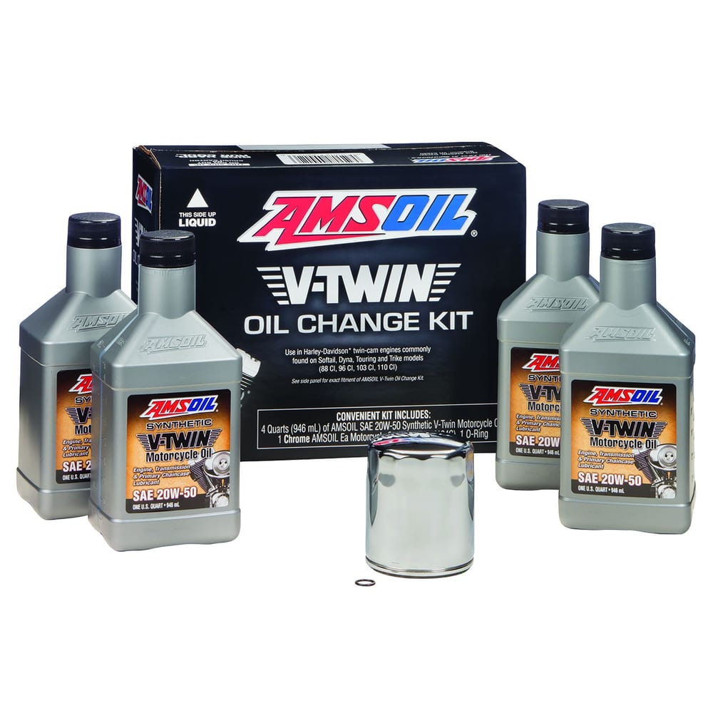 20W-50 Synthetic V-Twin Oil Change Kit - 4 Quarts with Chrome Filter