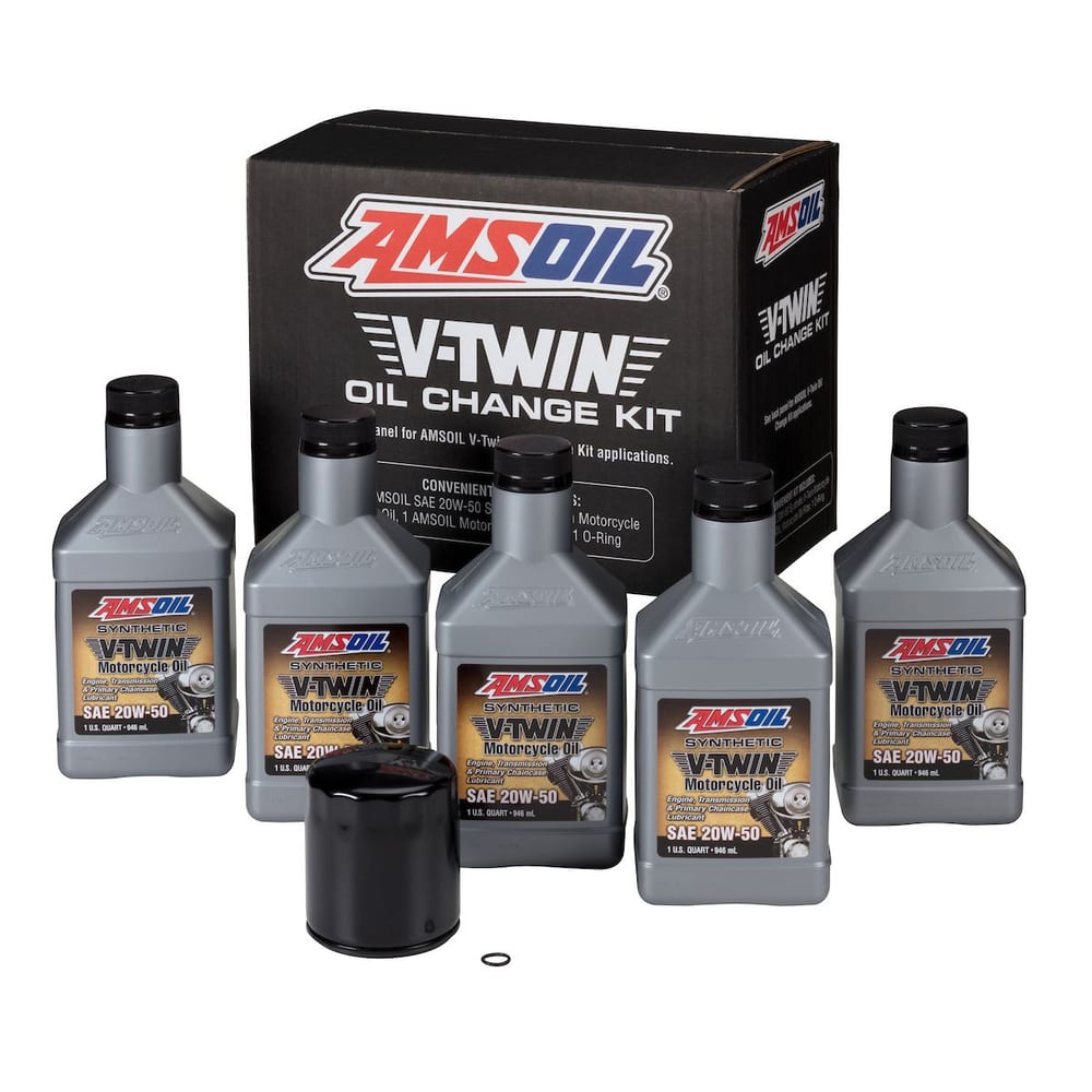 20W-50 Synthetic V-Twin Oil Change Kit - 5 Quarts with Black Filter